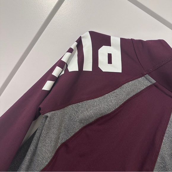 PINK By Victorias Secret Ultimate Half- Zip Pullover Maroon Grey Size XS Women’s - Picture 7 of 9